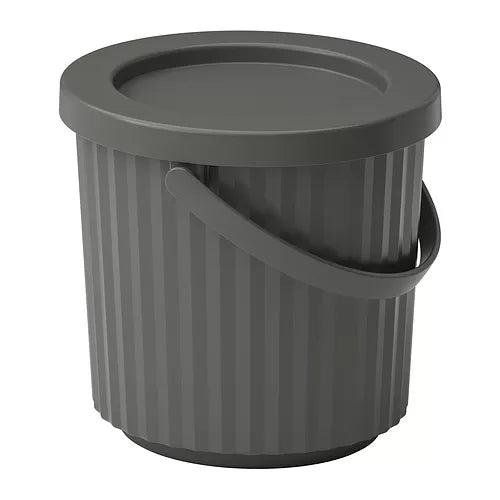 DAMMÄNG Bin with lid, dark grey, 8 l