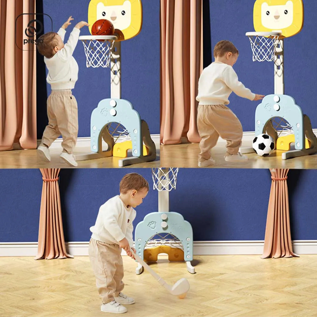 3 In 1 Kids Sports Centre Basketball Hoop Football Goal