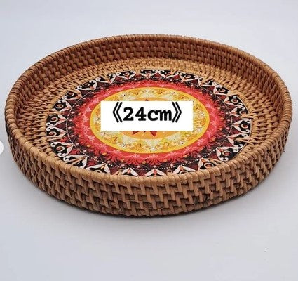 RATTAN SERVING TRAY SET