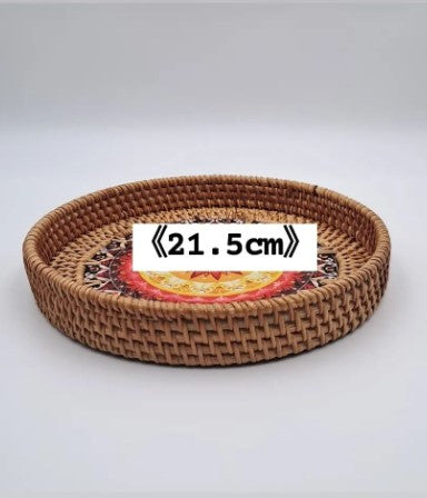 RATTAN SERVING TRAY SET