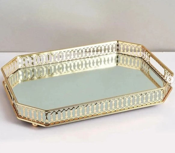 MULTIPURPOSE GOLD METAL TRAY