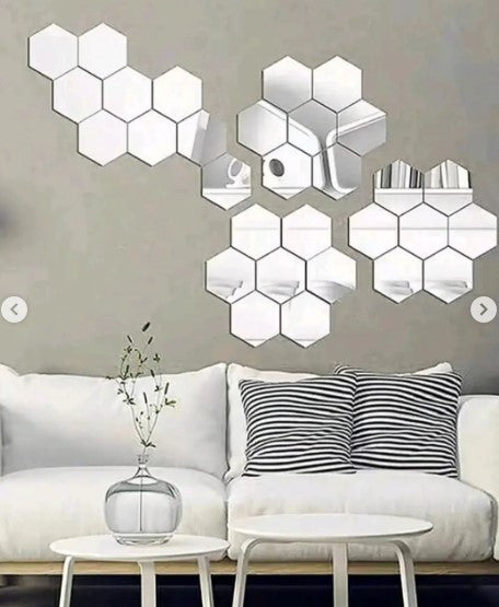 3D HAXAGON WALL STICKERS MIRROR