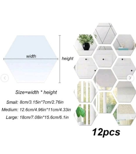 3D HAXAGON WALL STICKERS MIRROR