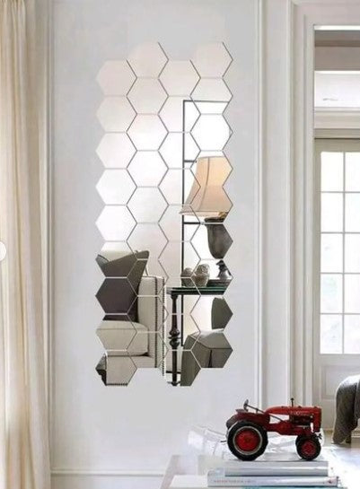 3D HAXAGON WALL STICKERS MIRROR