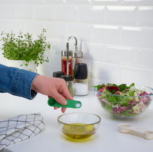 UPPFYLLD Measuring cup, set of 2, off-white/bright green