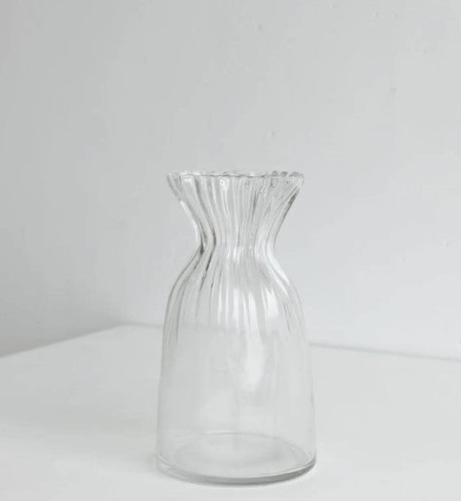 Paper bag style clear glass vase