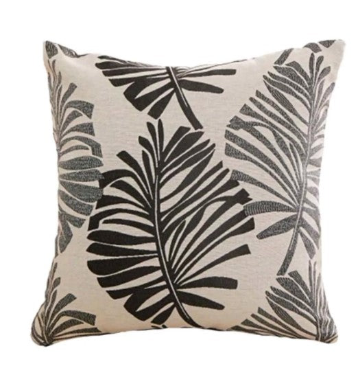 JACQUARD WOVEN LEAF PATTERN CUSHION COVER