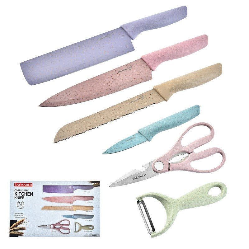 6 PCs COLOURFUL STAINLESS STEEL KNIFE SET