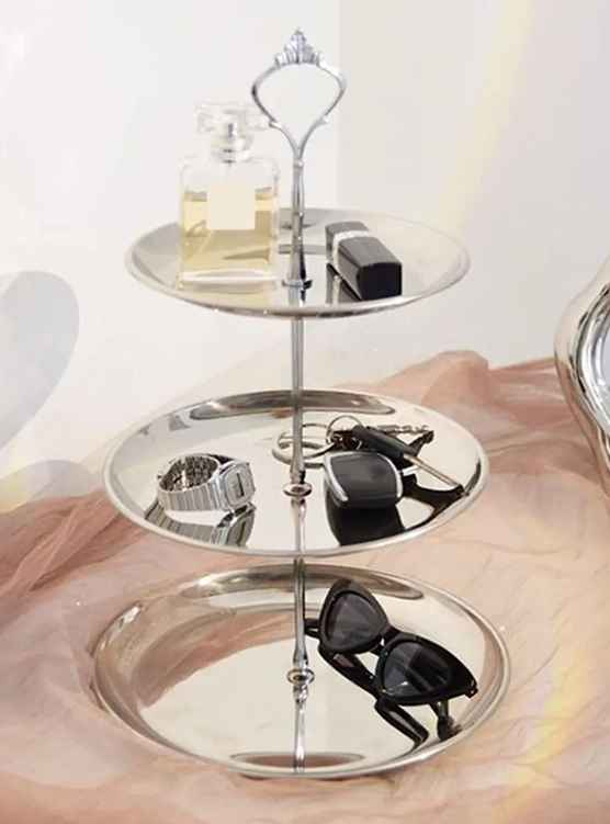 3 TIER SILVER SERVING STAND