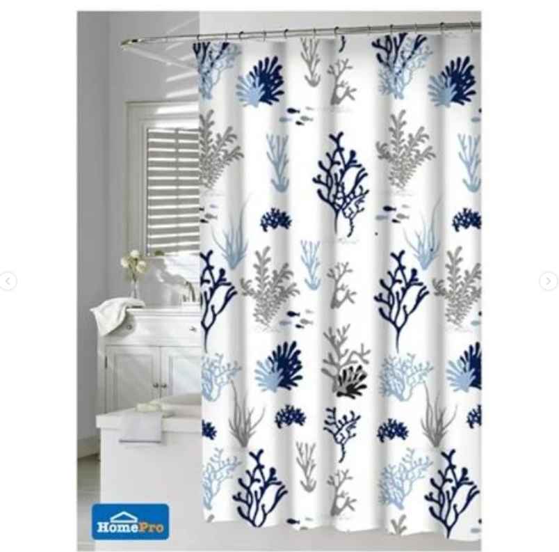 POLYESTER SHOWER CURTAIN 180x180cm. Curtain hoops included.