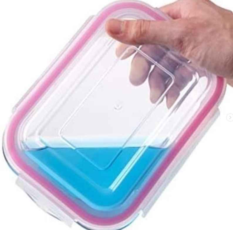 RECTANGLE GLASS FOOD STORAGE CONTAINER WITH PLASTIC LOCKING LID