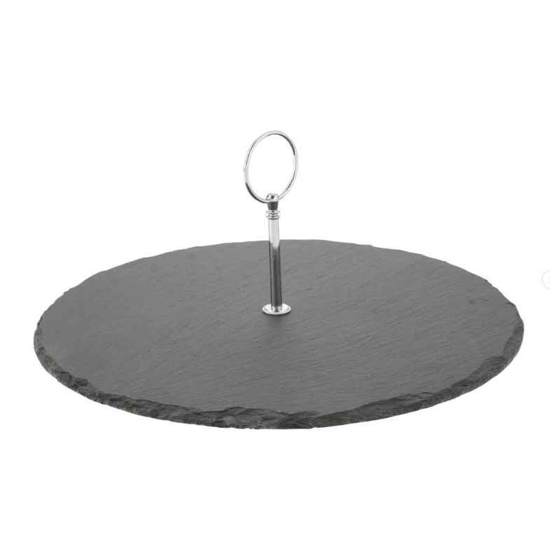 PASTRY TRAY WITH HANDLES CIRCULAR MODEL - BLACK/SILVER