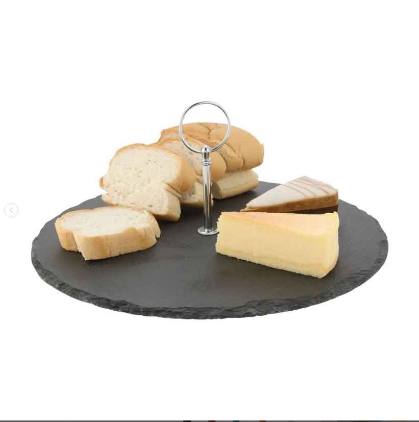 PASTRY TRAY WITH HANDLES CIRCULAR MODEL - BLACK/SILVER