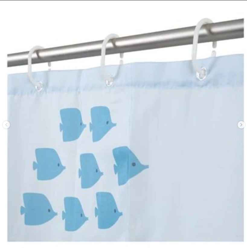 POLYESTER SHOWER CURTAIN 180x180cm. Curtain hoops included.