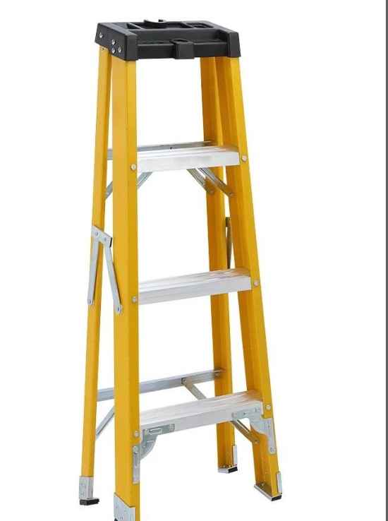 ECO FIBERGLASS LADDER WITH 4 TRAYS - YELLOW