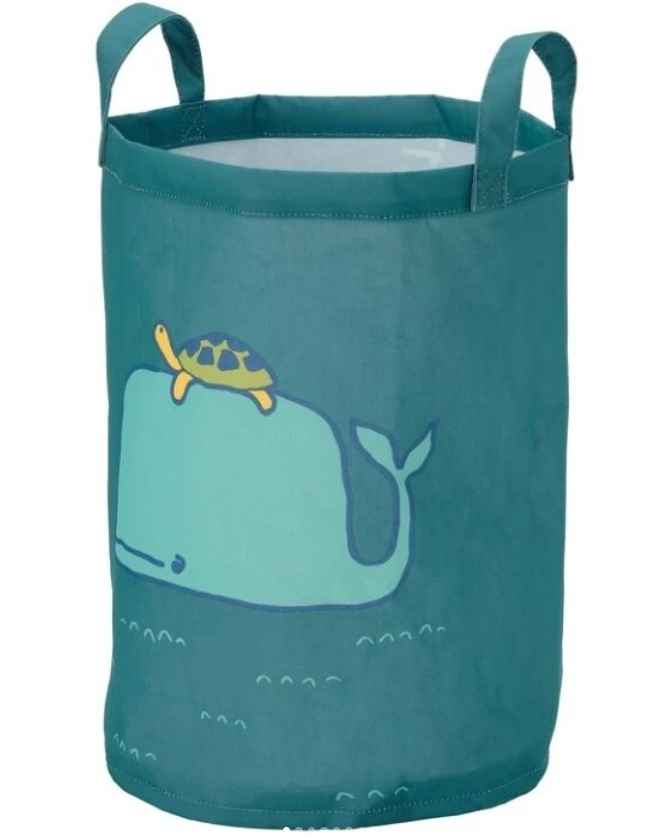 BLÅVINGAD Storage bag, whale pattern/blue-green