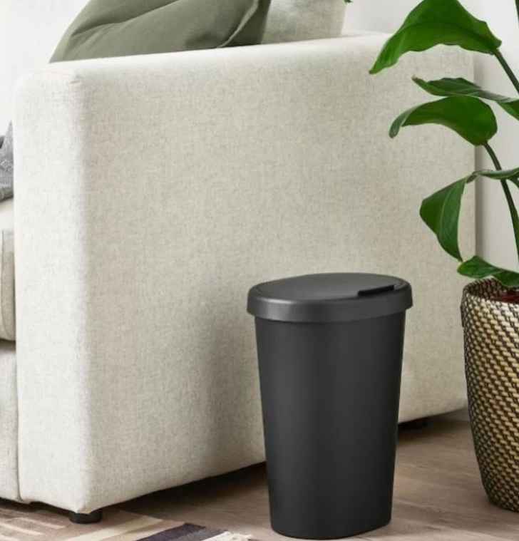 HÖLASS Bin with lid, black