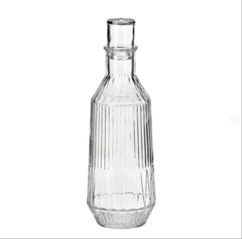 SÄLLSKAPLIG Carafe with stopper, clear glass/patterned