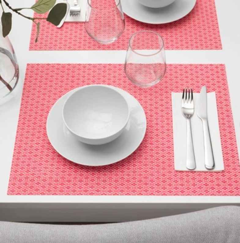 GALLRA Place mat, red/patterned