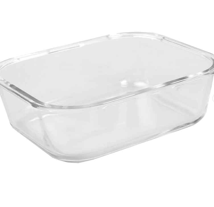 RECTANGLE GLASS FOOD STORAGE CONTAINER WITH PLASTIC LOCKING LID