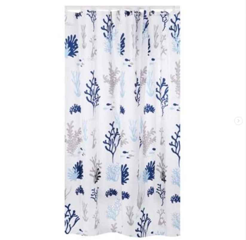 POLYESTER SHOWER CURTAIN 180x180cm. Curtain hoops included.