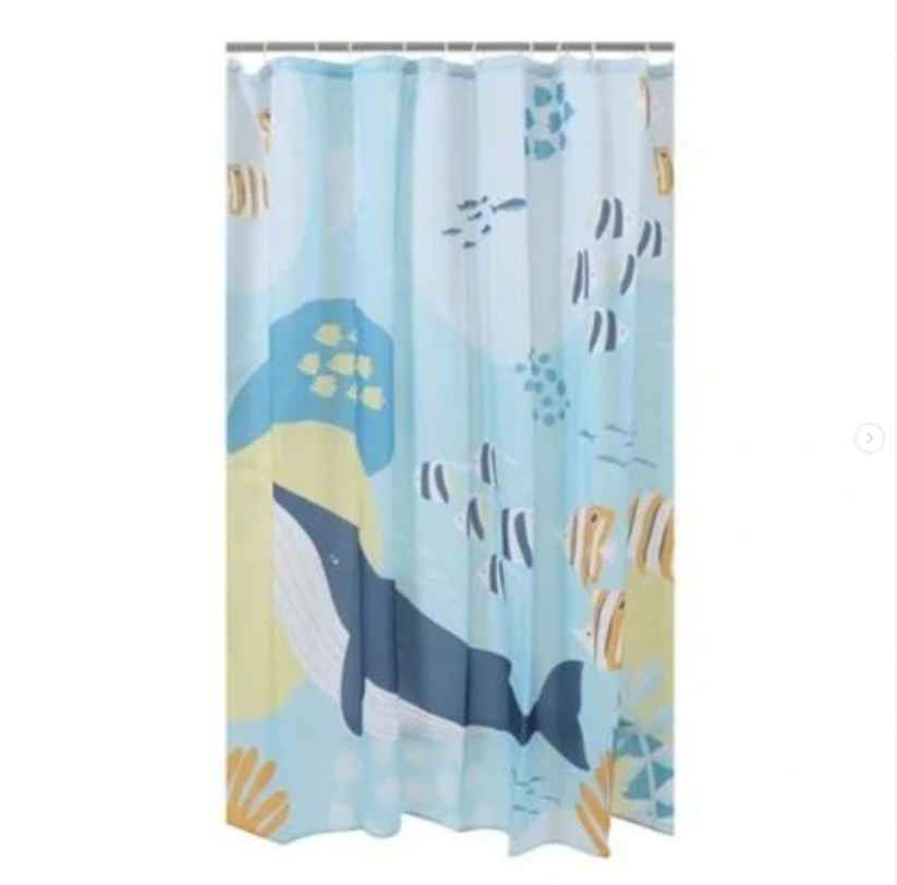 POLYESTER SHOWER CURTAIN 180x180cm. Curtain hoops included.