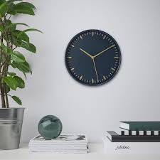 SKÄRIG Wall clock, low-voltage/blue