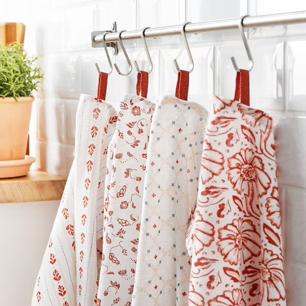 INAMARIA Tea towel, 4 pcs, patterned red/pink, 45x60 cm