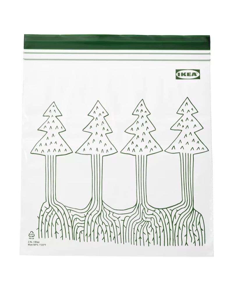 ISTAD Resealable Bag Patterned Green 25 Pack 2.5 L