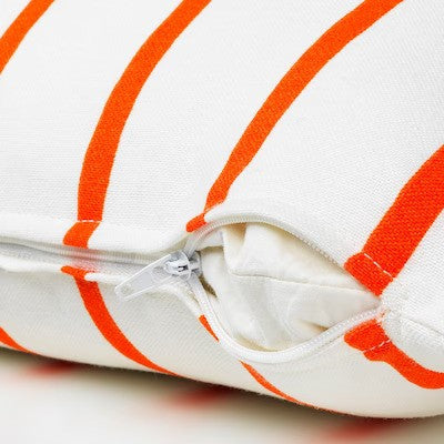 NICKFIBBLA Cushion cover, white orange/stripe, 50x50 cm