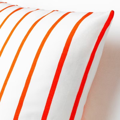 NICKFIBBLA Cushion cover, white orange/stripe, 50x50 cm