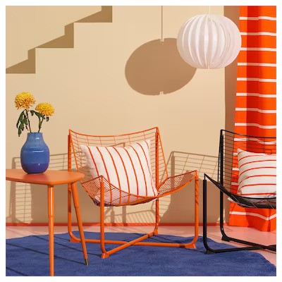 NICKFIBBLA Cushion cover, white orange/stripe, 50x50 cm