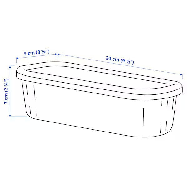 RYKTA Storage box with lid, transparent grey-blue